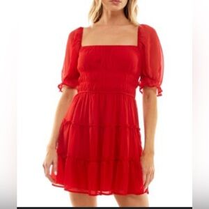 Trixxie' Ruched-Waist Tiered Chiffon Fit & Flare Dress
